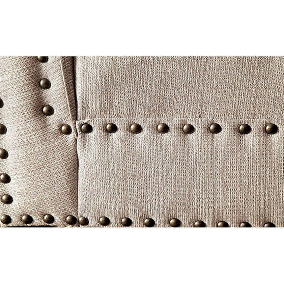 Fabric and Wood Chaise, Beige