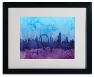 'London England Skyline IV' Matted Framed Canvas Art by Michael Tompsett