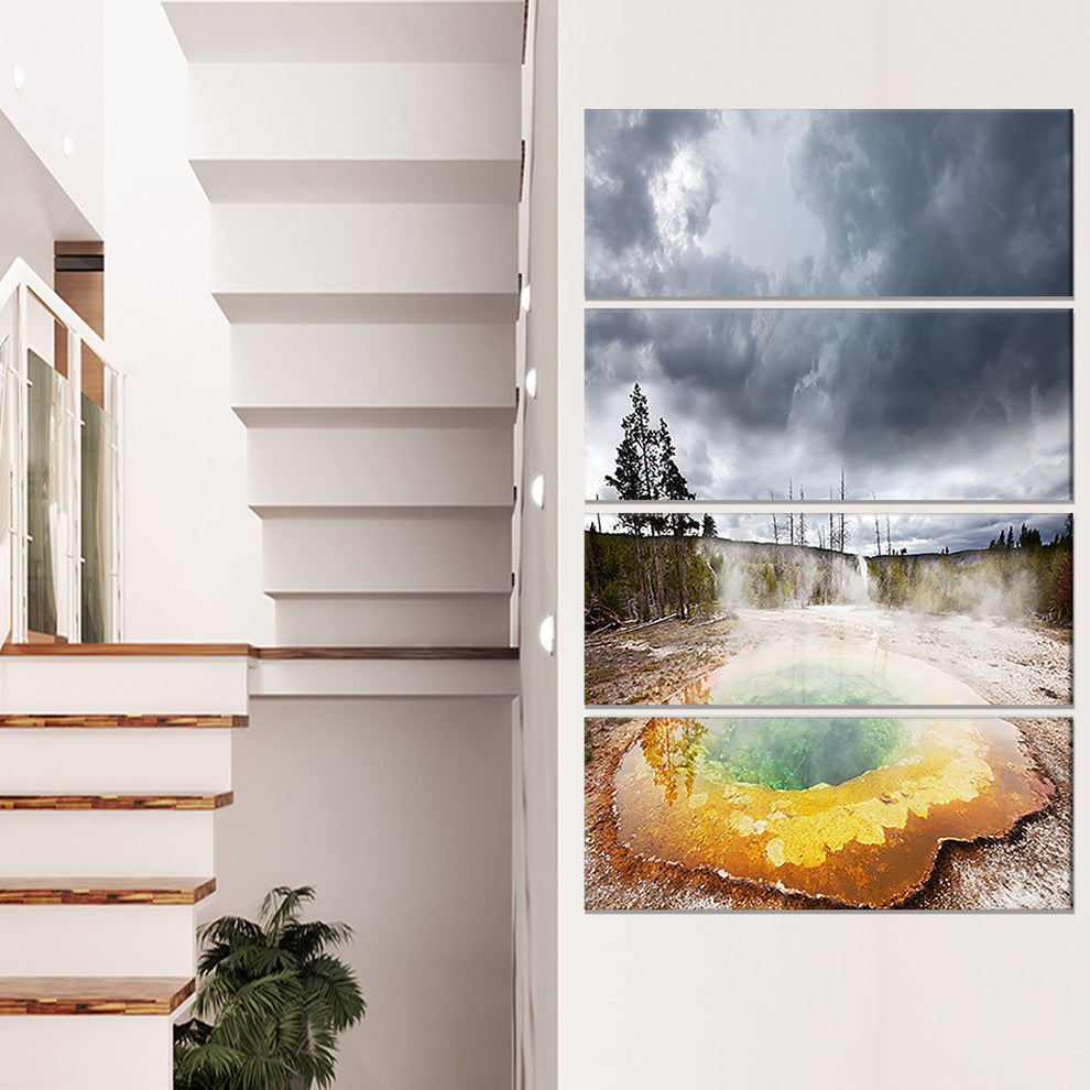 Fantastic Morning Glory Pool, Landscape Canvas Art Print, 28"x48", 4 Panels