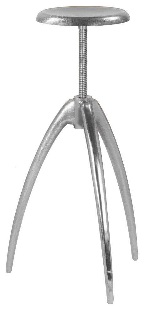 Clara Aluminum Adjustable Bar/Counter Stool, Silver