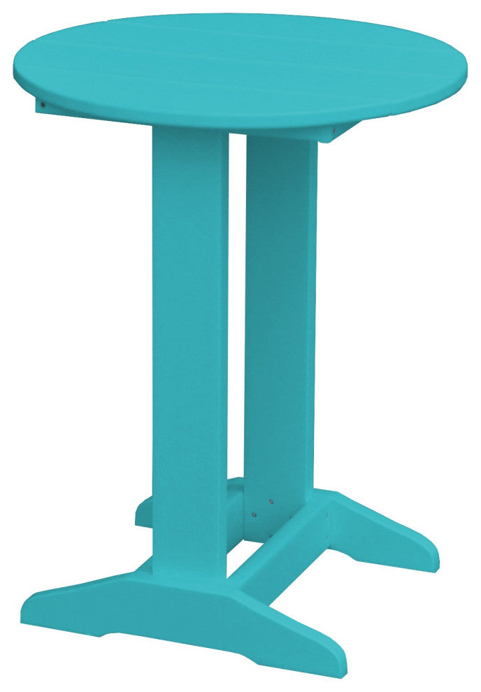 Poly Lumber Balcony Side Table, Aruba Blue, Round
