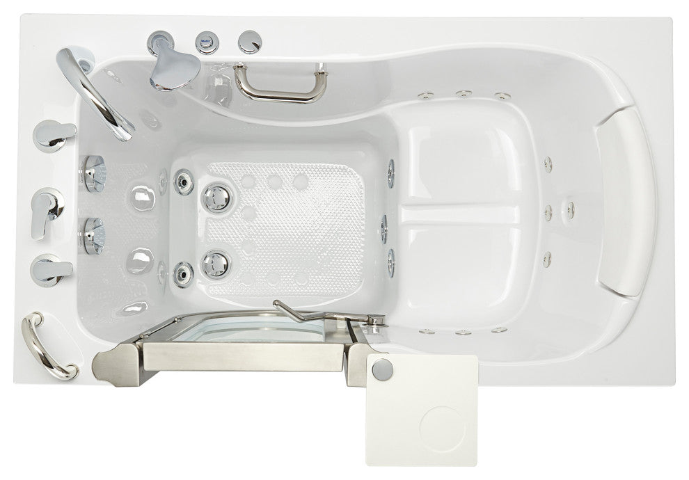 Ella Royal 32"x52" Acrylic Massage Walk-In Bathtub Inward Swing Door, Dual Drain