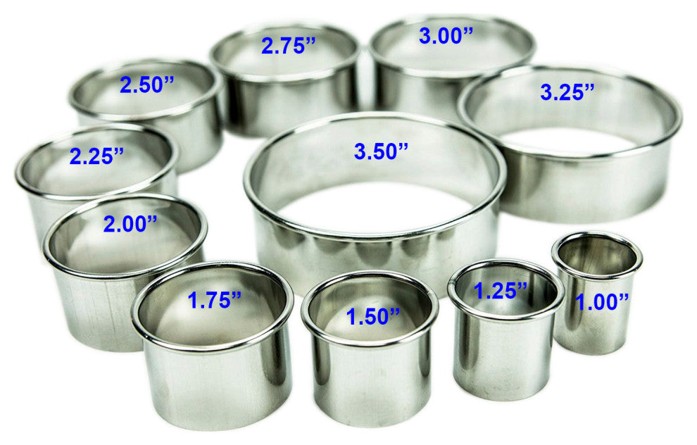 11-Piece Stainless Steel Professional Round Pastry Cookie Dough Cutter Set