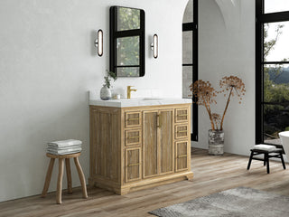 Alys Teak 42 Single Sink Bathroom Vanity Whitewashed 2" Calacatta Laza