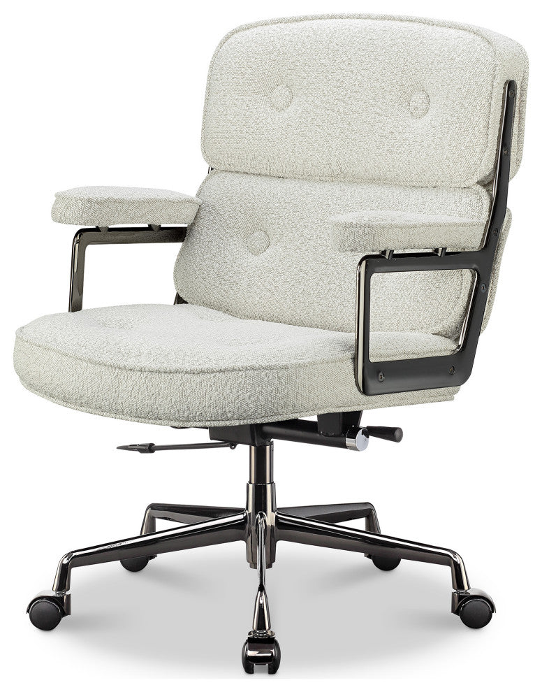 Lobby Mid Back Computer Office Desk Chair, Black Chrome&whtfab