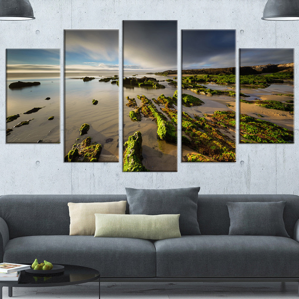 Furnas Virgin Beach Galicia Spain, Seashore Canvas Print, 60"x32", 5 Panels