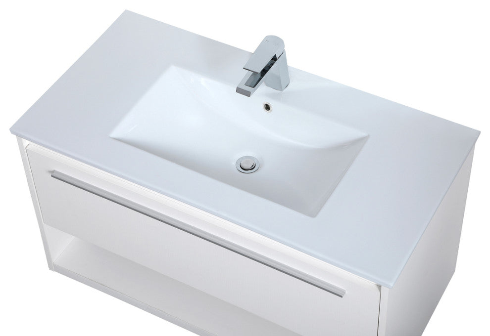 36" Single Bathroom Floating Vanity, White