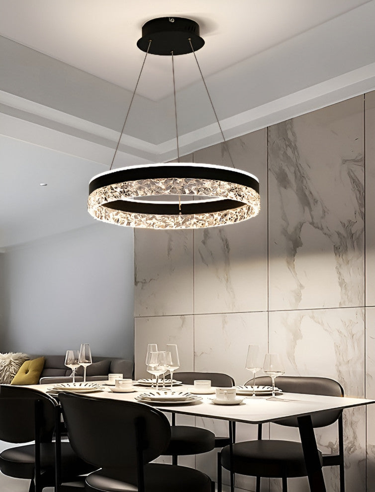 Chatel-Saint-Denis | Crystal Chandelier in the Shape of Ring, Black, Remote Dimming