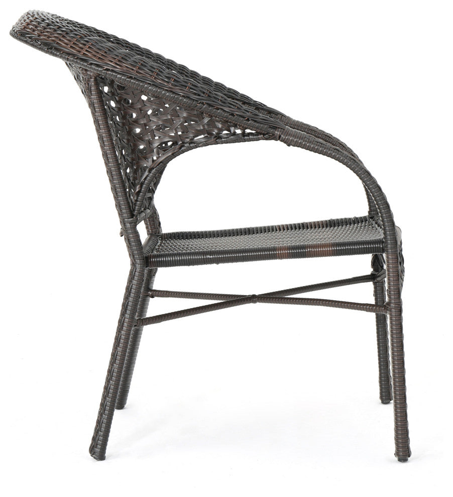 GDF Studio 7-Piece Ursula Outdoor Multi-Brown Wicker Dining Set
