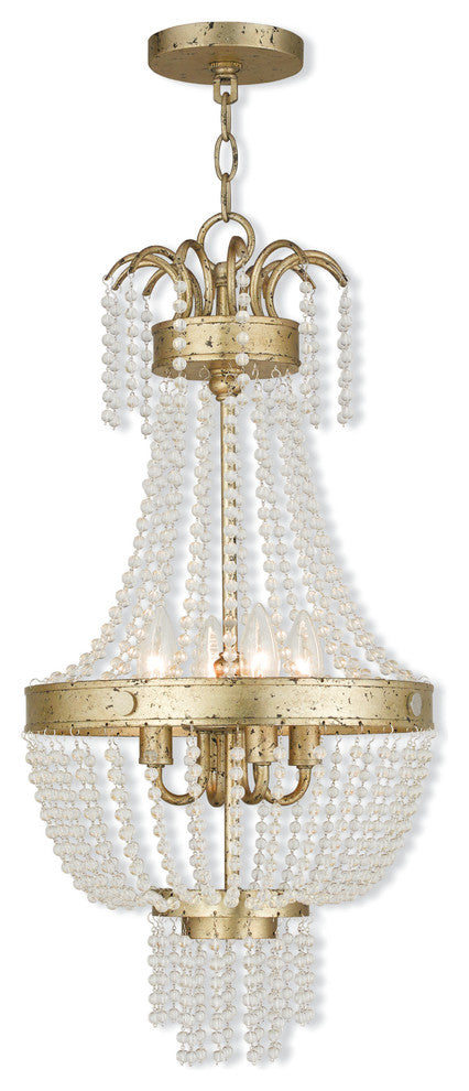Pendant With Clear Crystals, Hand Applied Winter Gold