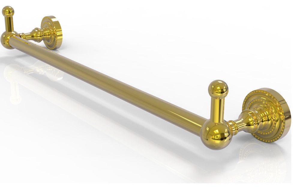 Dottingham 36" Towel Bar with Integrated Hooks, Polished Brass