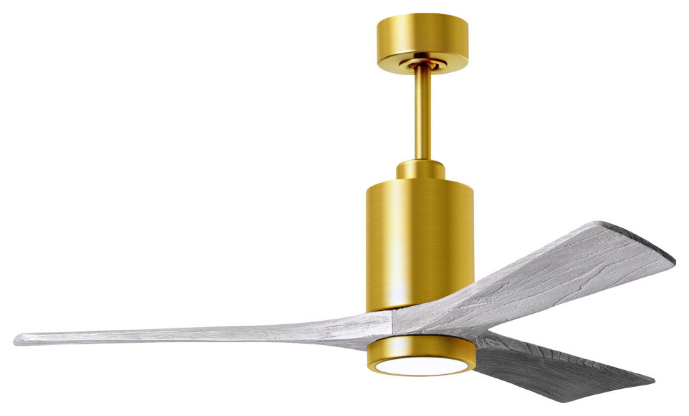 Patricia-3 3-Blade Ceiling Fan, LED Light Kit, Brushed Brass/Barnwood Tone, 52