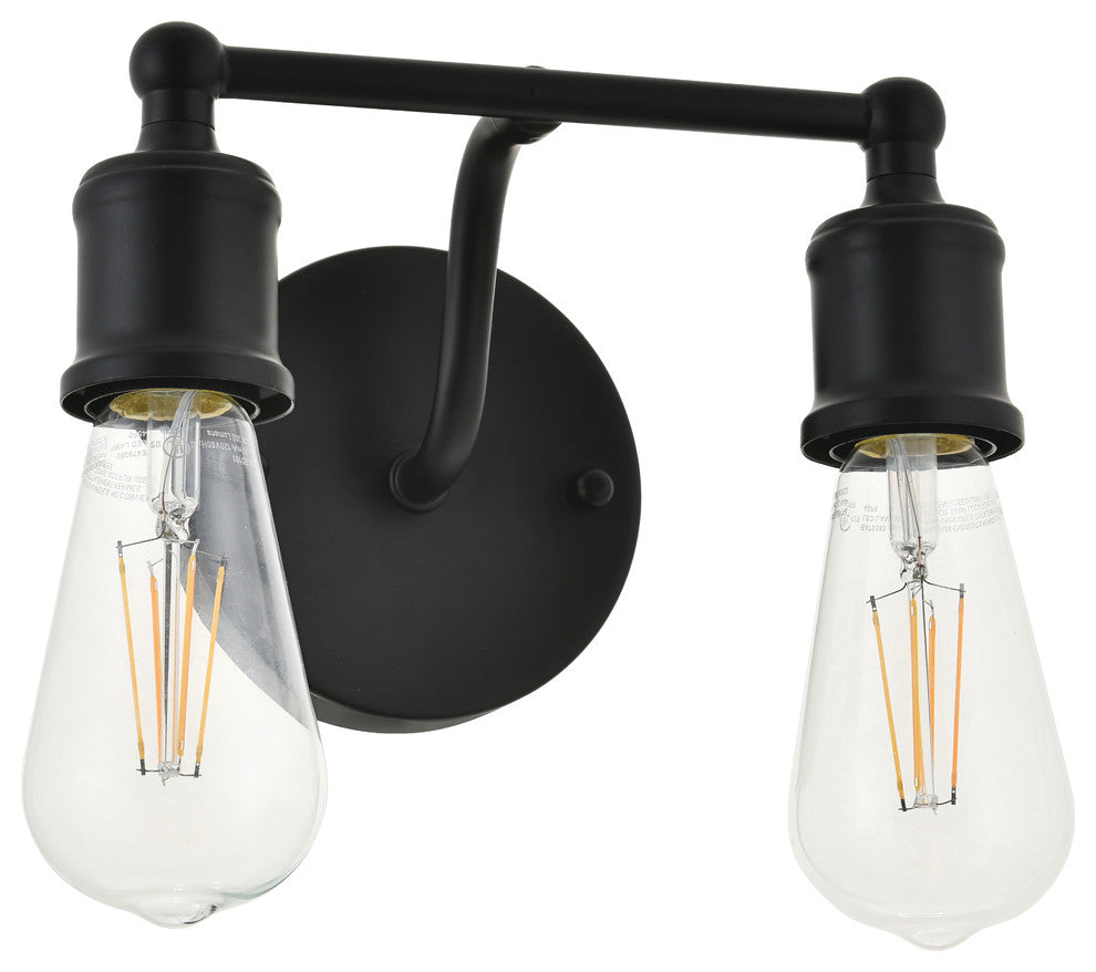 Black Finish 2-Light Wall Sconce