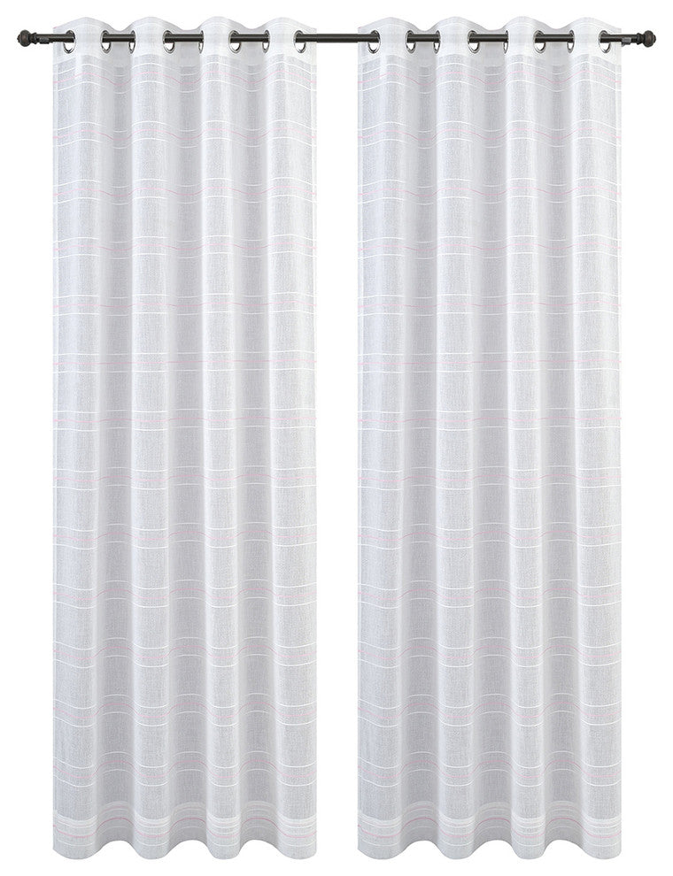 54"x96" Chamon, Set of 2, Sheer Curtain Panels With Grommets, Pink