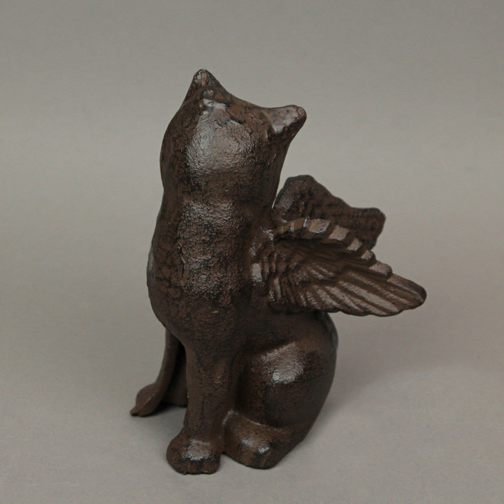 Set of 2 Brown Cast Iron Angel Cat Decorative Bookends Book Shelf Home Decor Ar