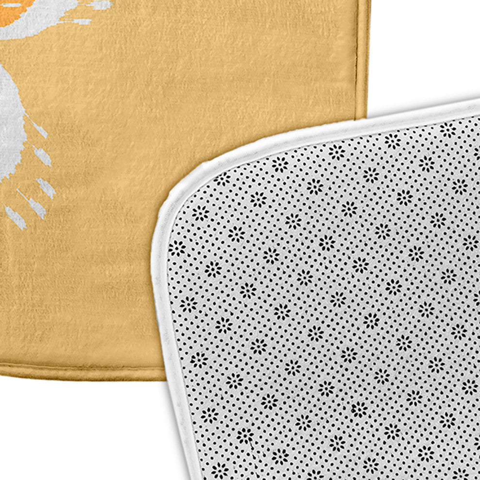 34" x 21" Ikat Mandala Bathmat, Sunshine Yellow