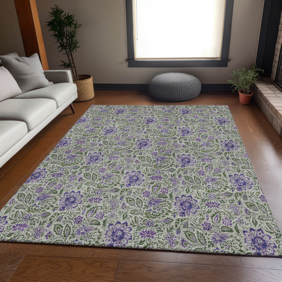 Premium Machine Washable Mayfield AMF660 Olive 8' x 10' Rug