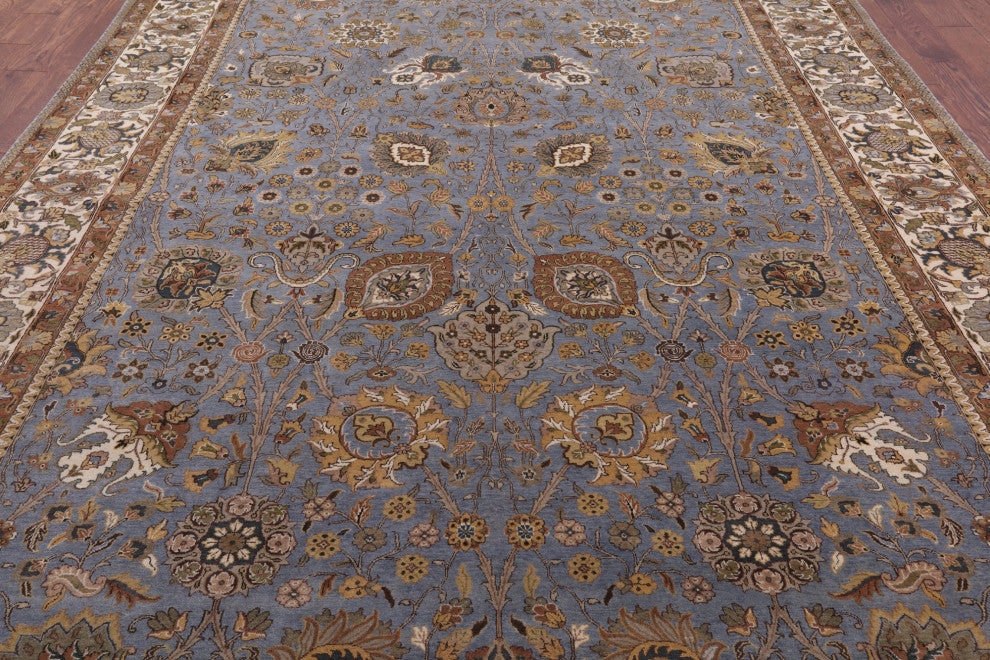 Hand-Knotted Persian Tabriz Wool Rug 8' 9" X 11' 9" Q6154