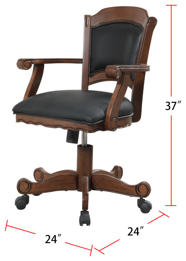 Black Leatherette Arm Chair, Tobacco