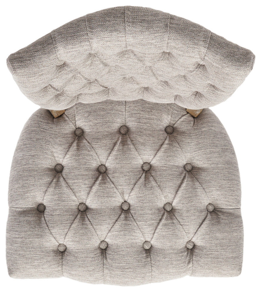 Case Tufted Dining Chair With Cabriole Legs, Set of 2, Light Gray, Brown Wash Finish