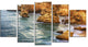 "Golden Rocks and Beach At Algarve" Seashore Wall Art, 5 Panels, 60"x32"
