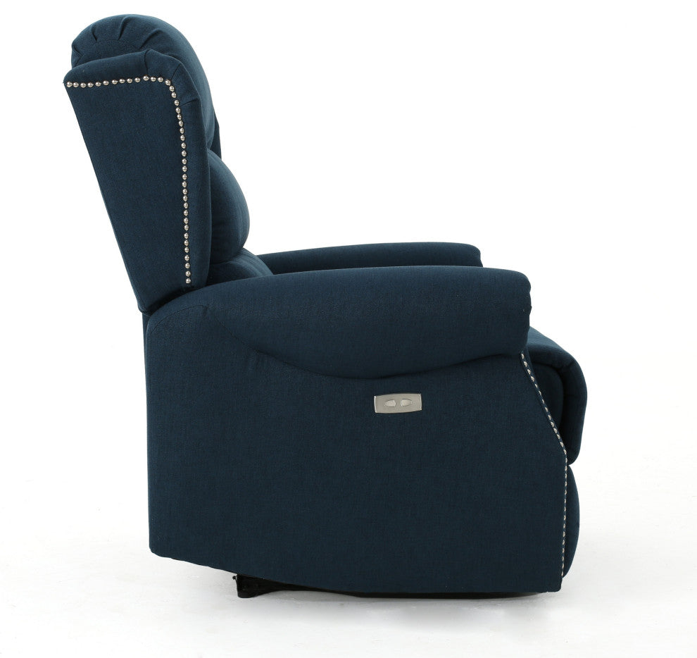 GDF Studio Desiree Tufted Fabric Power Recliner, Navy Blue