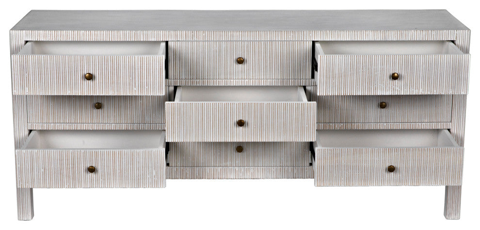 Conrad 9 Drawer Dresser, White Wash