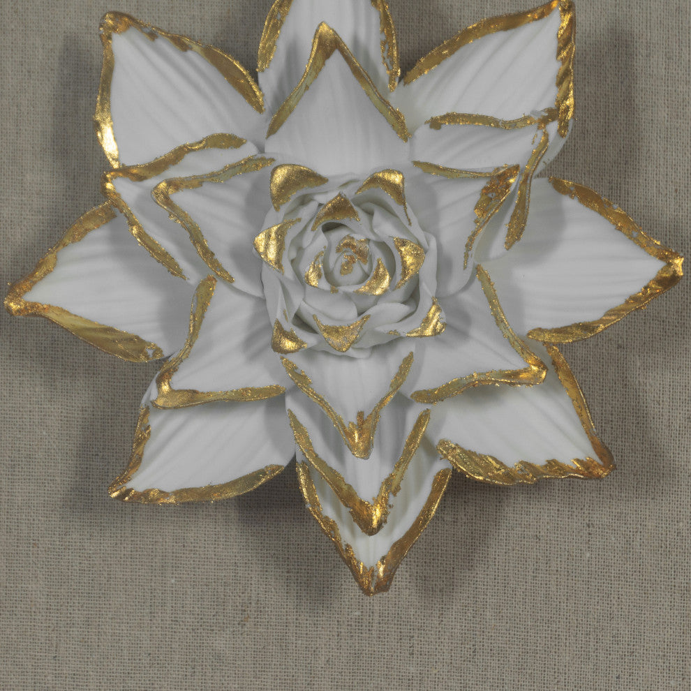 Gold Ceramic Flower Shadow Box Wall DÃ©cor (MS39291CP)