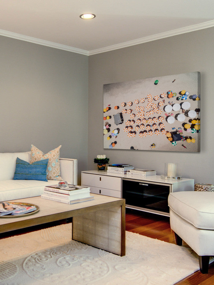 "Multicolored Umbrellas" Painting Print on Canvas
