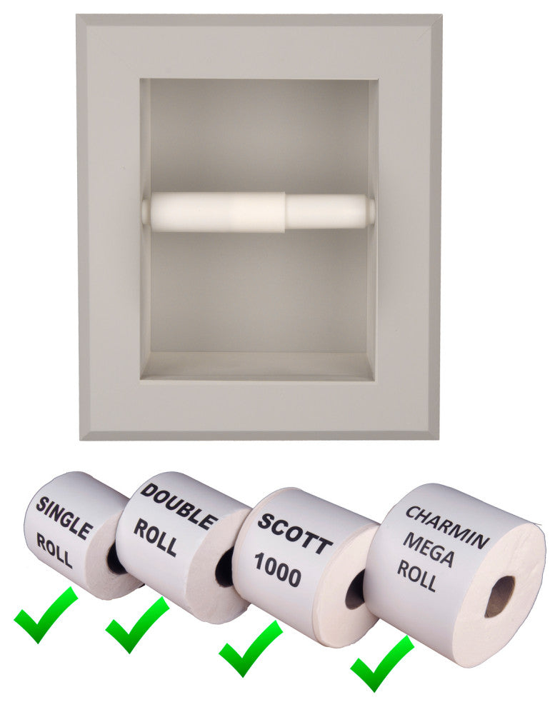 Tampa Recessed Solid Wood Toilet Paper Holder 7 x 8.5, Primed Gray