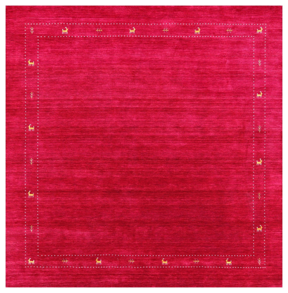 8' Square Persian Gabbeh Handmade Wool Rug - Q15222