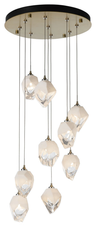 Chrysalis 9-Light Small Crystal Pendant Modern Brass Finish- Long, White Crystal