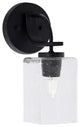 Cavella 1 Light Wall Sconce, Matte Black Finish, 4" Square  Clear Bubble Glass