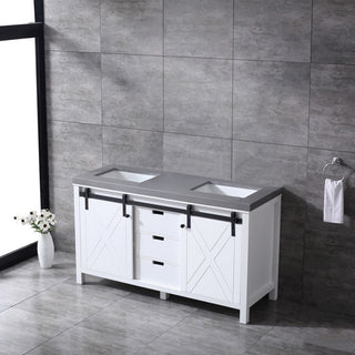 Marsyas 60" Double Bathroom Vanity Cabinet Gray Quartz Top Square Sinks