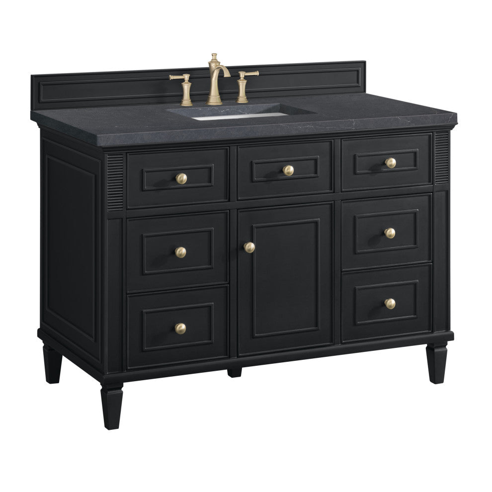 Lorelai 48" Single Vanity, Black Onyx, 3 CM Charcoal Soapstone Top