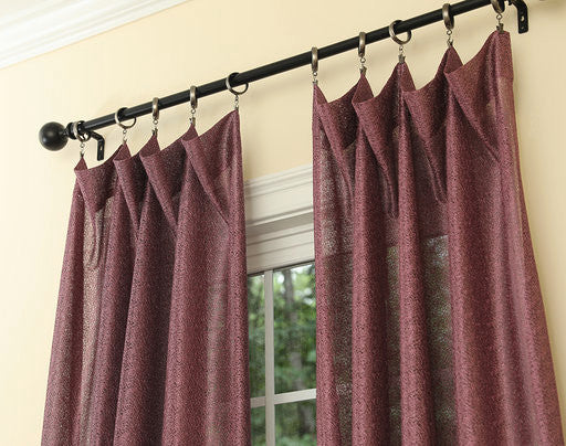 La Rosa Metallic Semi Sheer Rod Pocket Curtain  52''X108'' Single Panel, Violet