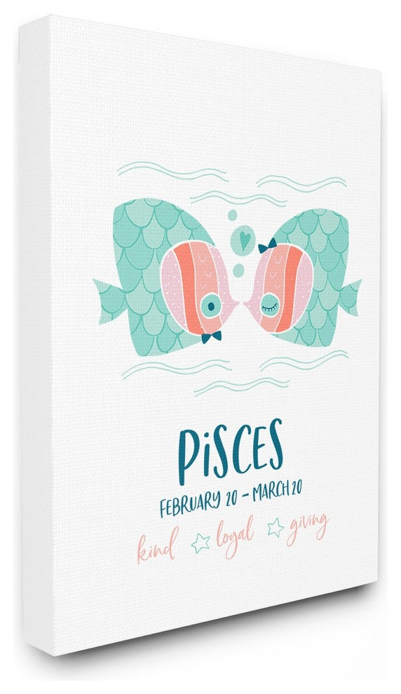 The Kids Room Fun Modern Zodiac Pisces Fish XXL Canvas Wall Art, 30"x40"