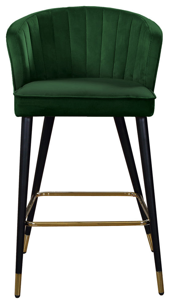 Cassie Velvet Upholstered Stool, Set of 2, Green