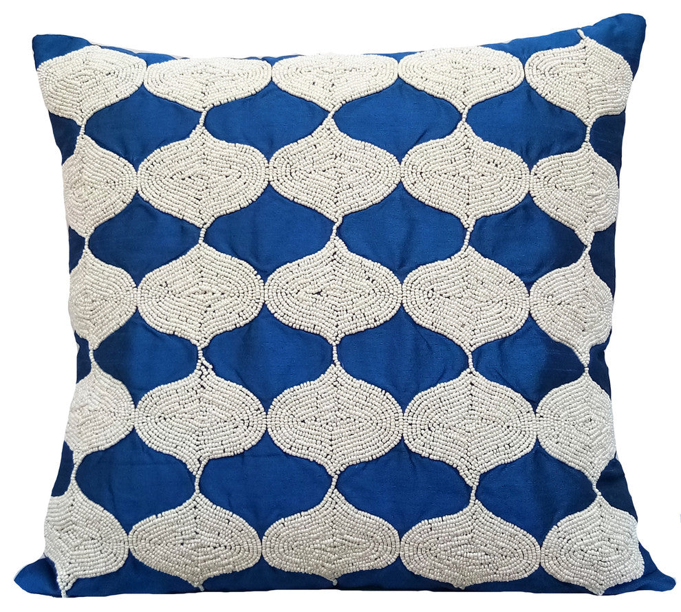 Blue Decorative Pillows Art Silk 20"x20" Sofa Pillow Covers, Royal Blue Tops