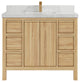 Elizabeth 42 Single Sink Bath Vanity in Light Natural Teak 2" Calacatta Nuvo