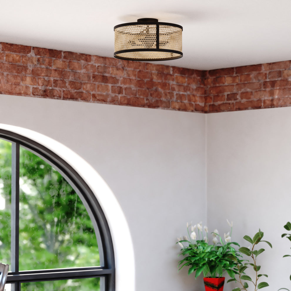 Berens 15.5" 3 Light Semi-Flush Mount Matte Black