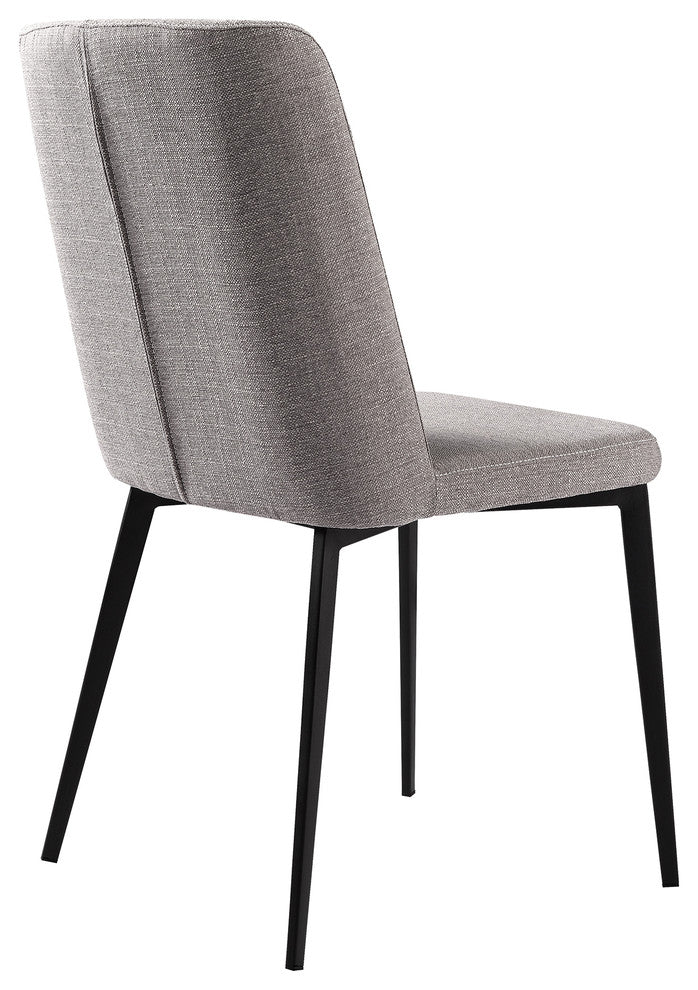 Arles Dining Chair, Matte Black Finish and Gray Fabric, Set of 2
