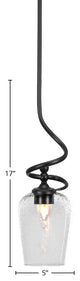 Capri 1-Light Mini Pendant with Hang Straight Swivel, Matte Black/Clear Bubble
