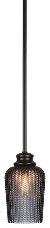Cordova 1-Light Stem Hung Pendant, Matte Black/Smoke Textured