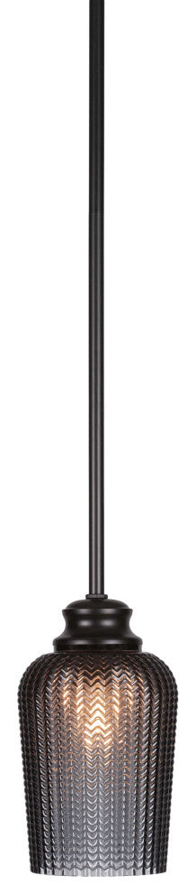 Cordova 1-Light Stem Hung Pendant, Matte Black/Smoke Textured