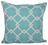 Geometric Decorative Pillow, Aqua, 18"x18"