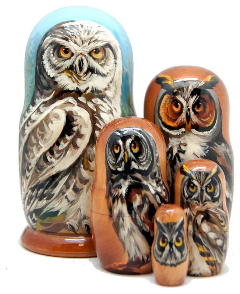 Forest Owl's Wisdom Nested Dolls