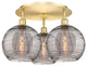 Ballston-Athens Deco Swirl 3-Light 22" Flush Mount, Satin Gold, Light Smoke