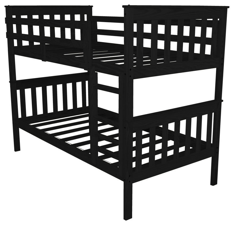 Pine Bunk Bed, Black, Twin Over Twin