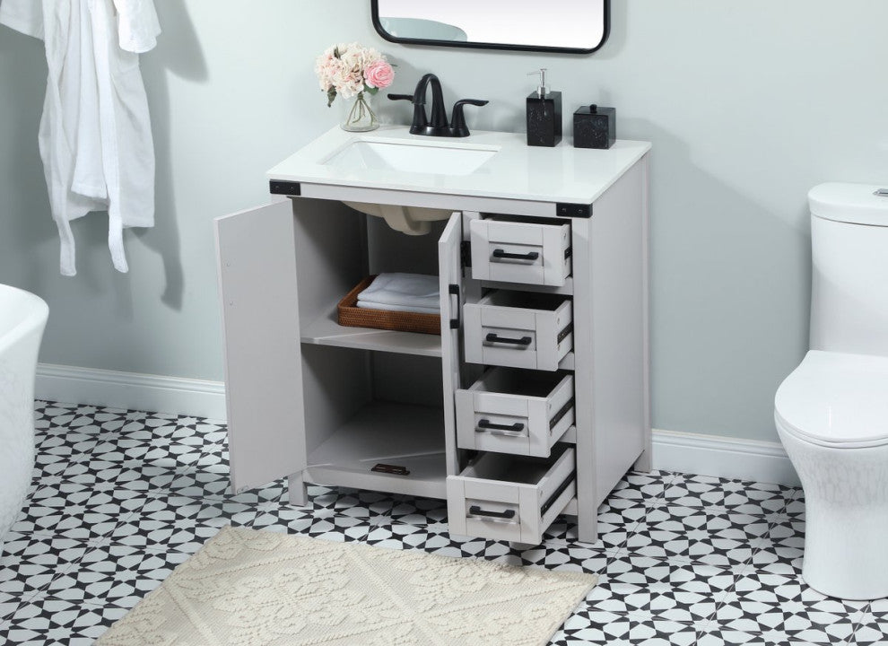 Home Living 19" Farmhouse Grey-Light Bathroom Vanity